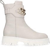 Manfield - Dames - Beige leren boots met chain - Maat 38