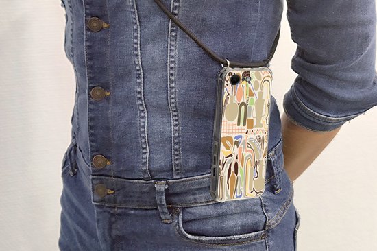 Coque avec cordon iPhone SE 2020 - Bloem - Abstrait - Vase - Pot de fleurs - Siliconen - Bandoulière - Coque arrière avec cordon - Coque pour téléphone avec cordon - Coque avec corde