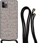 Coque avec cordon iPhone 11 Pro - Pois - Zwart - Grijs - Siliconen - Bandoulière - Coque arrière avec cordon - Coque pour téléphone avec cordon - Coque avec corde