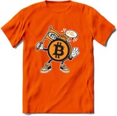 BTC Mascot - Crypto T-Shirt Kleding Cadeau | Dames / Heren / Unisex | Bitcoin / Ethereum shirt | Grappig Verjaardag kado | BTC Tshirt Met Print | - Oranje - L