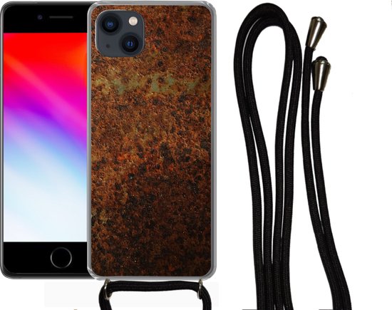 Telefoonkoord - Telefoonketting - Telefoonhoesje Geschikt voor iPhone 13 - Metaal - Groen - Roest print - Siliconen - Crossbody - Telefoonhoesje met koord Telefoonhoesje