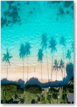 Dronefoto van de weerspiegelingen van de palmbomen in het turquoise water van de zee - 50x70 Poster Staand - Besteposter - Landschap - Natuur