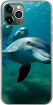 Geschikt voor iPhone 11 Pro hoesje - Water - Dolfijn - Blauw - Siliconen Telefoonhoesje
