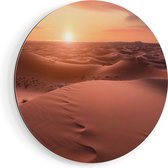 Artaza Dibond Muurcirkel Woestijn in de Sahara bij Zonsondergang - Ø 90 cm - Groot - Wandcirkel - Rond Schilderij - Voor Binnen en Buiten