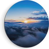 Artaza Dibond Muurcirkel Zonsondergang In De Wolken  - Ø 60 cm - Wandcirkel - Rond Schilderij - Voor Binnen en Buiten