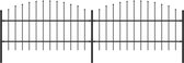 Decoways - Tuinhek met speren bovenkant (0,75-1)x3,4 m staal zwart