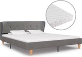 Decoways - Bed met matras stof lichtgrijs 180x200 cm
