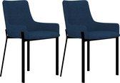 Decoways - Eetkamerstoelen 2 stuks stof blauw