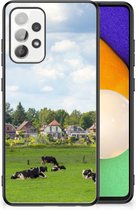 Telefoon Hoesje Geschikt voor Samsung Galaxy A52 | A52s (5G/4G) Backcover Soft Siliconen Hoesje met Zwarte rand Hollandse Koeien