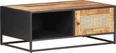 Decoways - Salontafel 90x50x35 cm ruw mangohout en natuurlijk riet