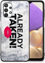 Telefoon Hoesje Geschikt voor Samsung Galaxy A32 5G Backcover Soft Siliconen Hoesje met Zwarte rand Already Taken White