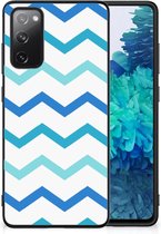 Siliconen Back Cover Geschikt voor Geschikt voor Samsung Galaxy S20 FE Telefoon Hoesje met Zwarte rand Zigzag Blauw