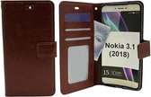 LuxeBass Hoesje geschikt voor Nokia 3.1 - Bookcase Bruin- portemonnee hoesje - telefoonhoes - gsm hoes - telefoonhoesjes