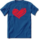 Valentijn Hart T-Shirt | Grappig Valentijnsdag Cadeautje voor Hem en Haar | Dames - Heren - Unisex | Kleding Cadeau | - Donker Blauw - XL