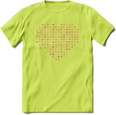 Valentijn Goud Hart T-Shirt | Grappig Valentijnsdag Cadeautje voor Hem en Haar | Dames - Heren - Unisex | Kleding Cadeau | - Groen - XL