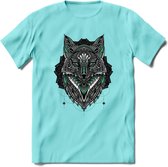 Vos - Dieren Mandala T-Shirt | Aqua | Grappig Verjaardag Zentangle Dierenkop Cadeau Shirt | Dames - Heren - Unisex | Wildlife Tshirt Kleding Kado | - Licht Blauw - XXL