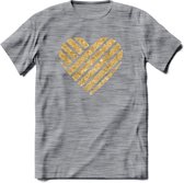 Valentijn Goud Hart T-Shirt | Grappig Valentijnsdag Cadeautje voor Hem en Haar | Dames - Heren - Unisex | Kleding Cadeau | - Donker Grijs - Gemaleerd - XXL