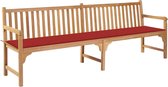 Decoways - Tuinbank met rood kussen 240 cm massief teakhout
