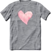 Valentijn Pastel waterverf Hart T-Shirt | Grappig Valentijnsdag Cadeautje voor Hem en Haar | Dames - Heren - Unisex | Kleding Cadeau | - Donker Grijs - Gemaleerd - XXL