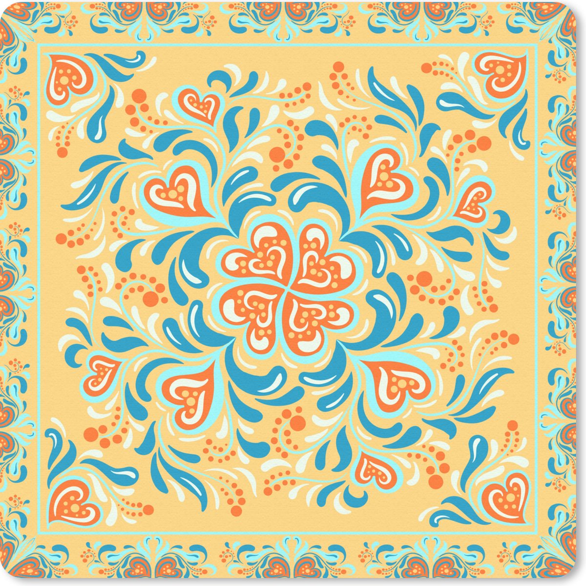 Muismat 20x20 cm - Mousepad Klavertje vier - Hart - Kader - Patroon - Muismatten