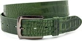 Dames riem groen met crocoprint 4 cm breed - Groen - Casual - Echt Leer - Taille: 95cm - Totale lengte riem: 110cm