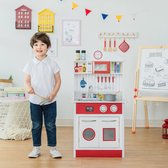 Teamson Kids Klassieke Houten Speelkeuken - Kinderspeelgoed - Rollenspel Speelgoed - Rood/Wit