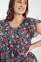 Paprika Dames Hemd in voile met plisséhals - Blouse - Maat 48
