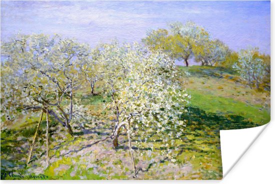 Poster Appelbomen in bloei - Schilderij van Claude Monet - 30x20 cm