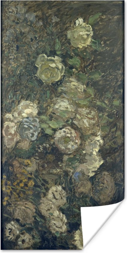 Poster Bloeiende rozen - Schilderij van Claude Monet - 60x120 cm