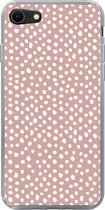 Geschikt voor iPhone SE 2020 hoesje - Stippen - Wit - Roze - Siliconen Telefoonhoesje