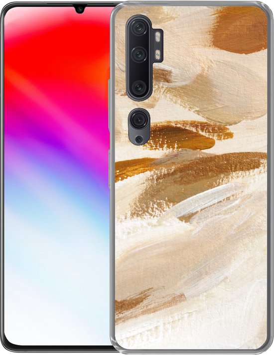 Coque Xiaomi Mi Note 10 - Peinture - Beige - Wit - Coque de téléphone en Siliconen