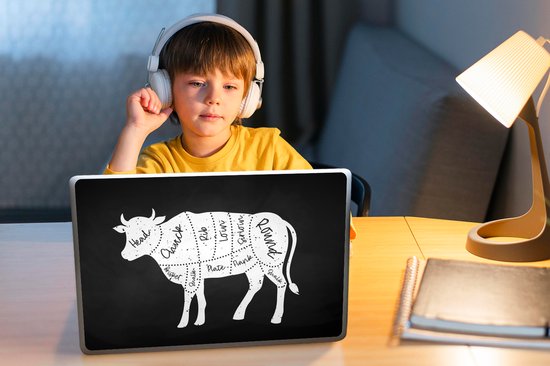 Autocollant pour ordinateur portable - 13,3 pouces - Vache - Cuisine - Viande