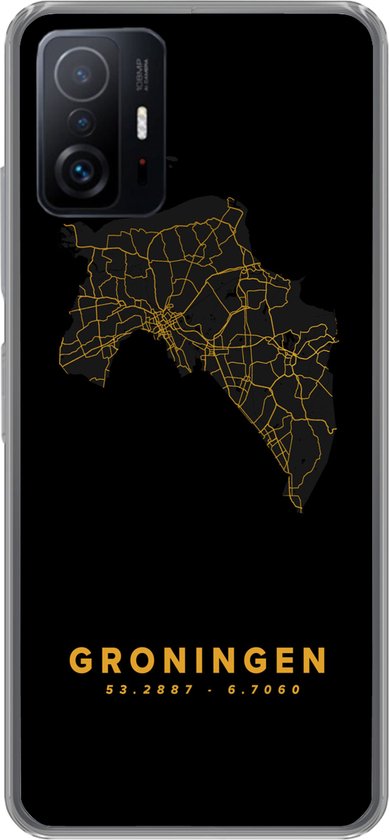 Coque Xiaomi 11T Pro - Groningue - Carte - Or - Siliconen