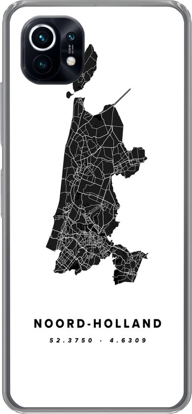 Coque Xiaomi Mi 11 - Holland du Nord - Carte routière Pays- Nederland - Zwart - Coque de téléphone en Siliconen