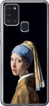 Geschikt voor Samsung Galaxy A21s hoesje - Meisje met de parel - Vermeer - Kunst - Siliconen Telefoonhoesje