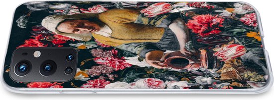 Telefoonhoesje Geschikt voor OnePlus 9 Pro hoesje - Melkmeisje - Vermeer - Bloemen - Siliconen Telefoonhoesje Telefoonhoesje
