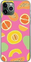 Geschikt voor iPhone 11 Pro hoesje - Fruit - Patronen - Roze - Siliconen Telefoonhoesje