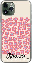 Geschikt voor iPhone 11 Pro hoesje - Bloem - Patronen - Roze - Siliconen Telefoonhoesje