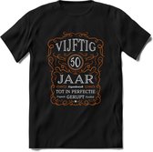 50 Jaar Legendarisch Gerijpt T-Shirt | Oranje - Grijs | Grappig Verjaardag en Feest Cadeau Shirt | Dames - Heren - Unisex | Tshirt Kleding Kado | - Zwart - S