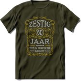 60 Jaar Legendarisch Gerijpt T-Shirt | Geel - Grijs | Grappig Verjaardag en Feest Cadeau Shirt | Dames - Heren - Unisex | Tshirt Kleding Kado | - Leger Groen - XXL