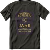 70 Jaar Legendarisch Gerijpt T-Shirt | Paars - Ivoor | Grappig Verjaardag en Feest Cadeau Shirt | Dames - Heren - Unisex | Tshirt Kleding Kado | - Donker Grijs - M