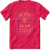 80 Jaar Legendarisch Gerijpt T-Shirt | Sky Blue - Ivoor | Grappig Verjaardag en Feest Cadeau Shirt | Dames - Heren - Unisex | Tshirt Kleding Kado | - Roze - XXL