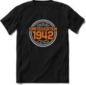 1942 Limited Edition Ring T-Shirt | Zilver - Goud | Grappig Verjaardag en Feest Cadeau Shirt | Dames - Heren - Unisex | Tshirt Kleding Kado | - Zwart - XL