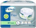 Verpakking TENA Flex Super Large incontinentieluiers, met afbeelding van de luier, absorptie, en gebruiksaanwijzing.
