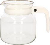 Glazen theepot met witte kunststof deksel 1 liter - Thee pot