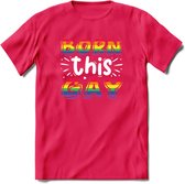 Born This Gay | Pride T-Shirt | Grappig LHBTIQ+ / LGBTQ / Gay / Homo / Lesbi Cadeau Shirt | Dames - Heren - Unisex | Tshirt Kleding Kado | - Roze - XXL