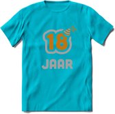 18 Jaar Feest T-Shirt | Goud - Zilver | Grappig Verjaardag Cadeau Shirt | Dames - Heren - Unisex | Tshirt Kleding Kado | - Blauw - 3XL