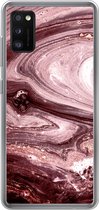 Geschikt voor Samsung Galaxy A41 hoesje - Marmer print - Goud - Roze - Siliconen Telefoonhoesje