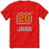 20 Jaar Feest T-Shirt | Goud - Zilver | Grappig Verjaardag Cadeau Shirt | Dames - Heren - Unisex | Tshirt Kleding Kado | - Rood - L