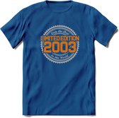2003 Limited Edition Ring T-Shirt | Zilver - Goud | Grappig Verjaardag en Feest Cadeau Shirt | Dames - Heren - Unisex | Tshirt Kleding Kado | - Donker Blauw - S